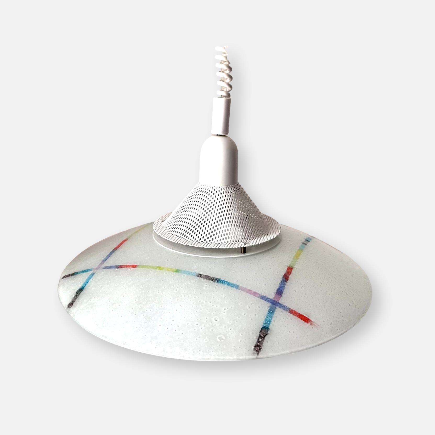 Suspension postmoderne en verre bullé 1980