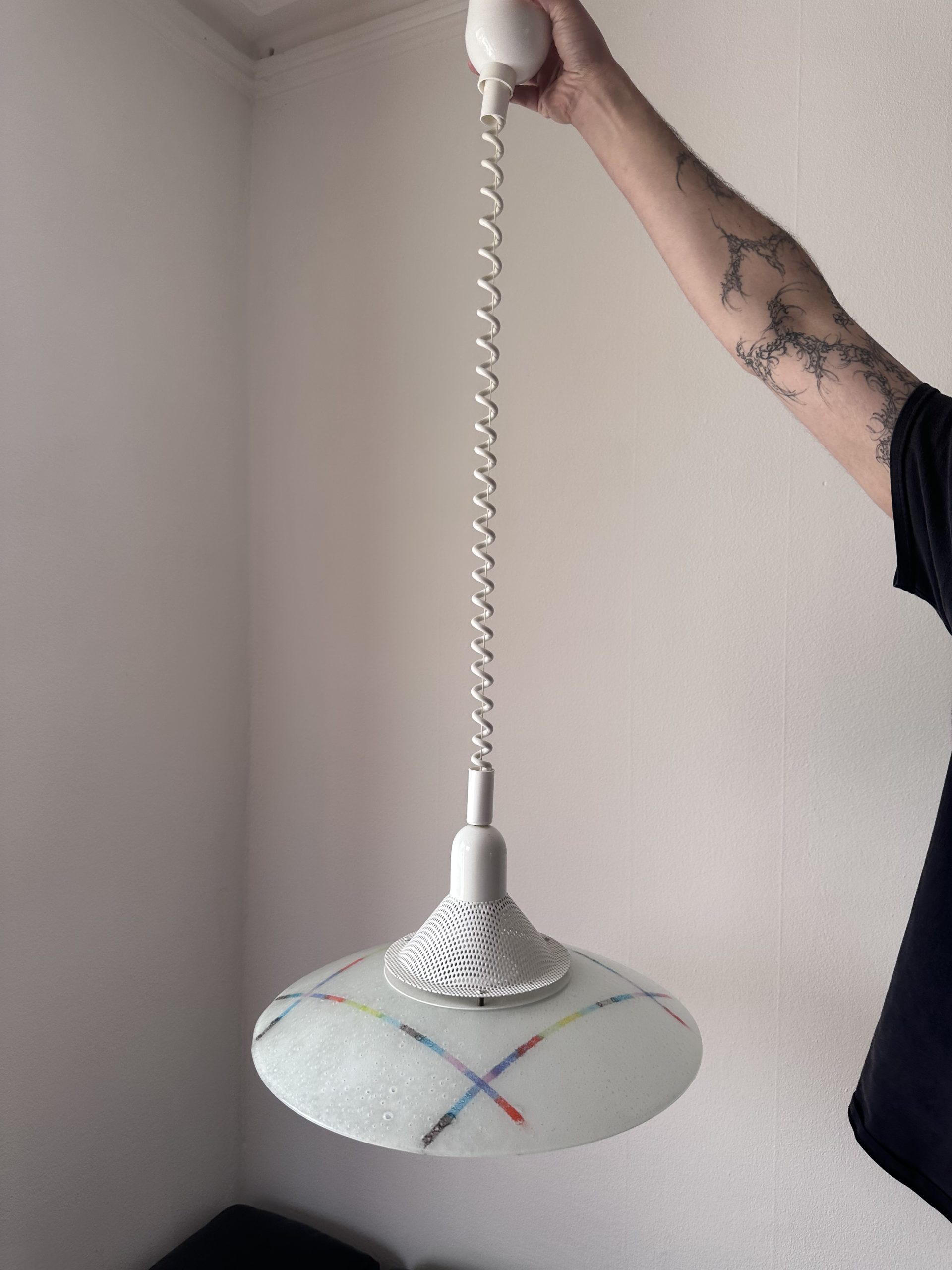 Suspension postmoderne en verre bullé 1980 – Bild 3