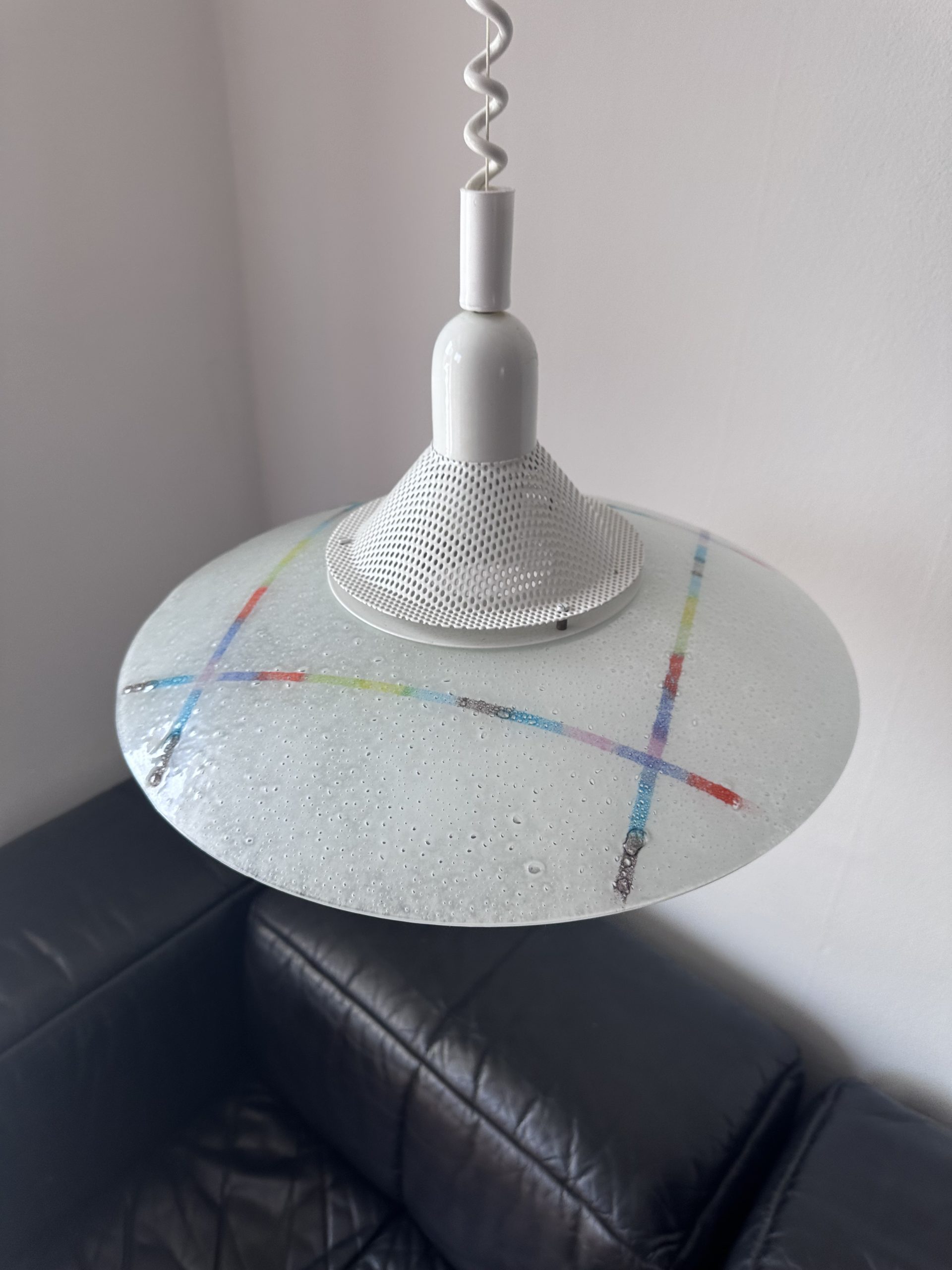 Suspension postmoderne en verre bullé 1980 – Bild 4