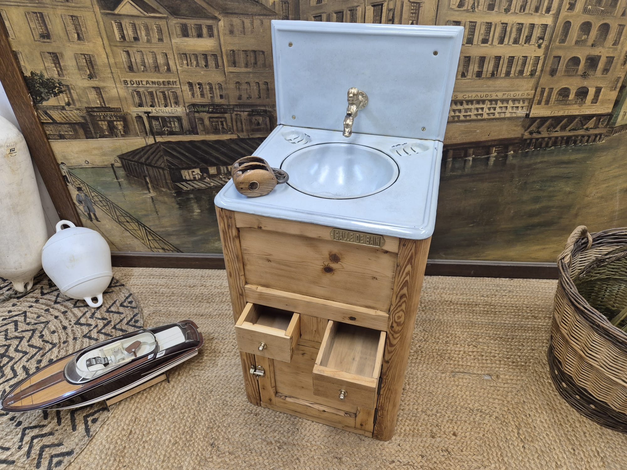 Ancien meuble vasque de marine – Image 8