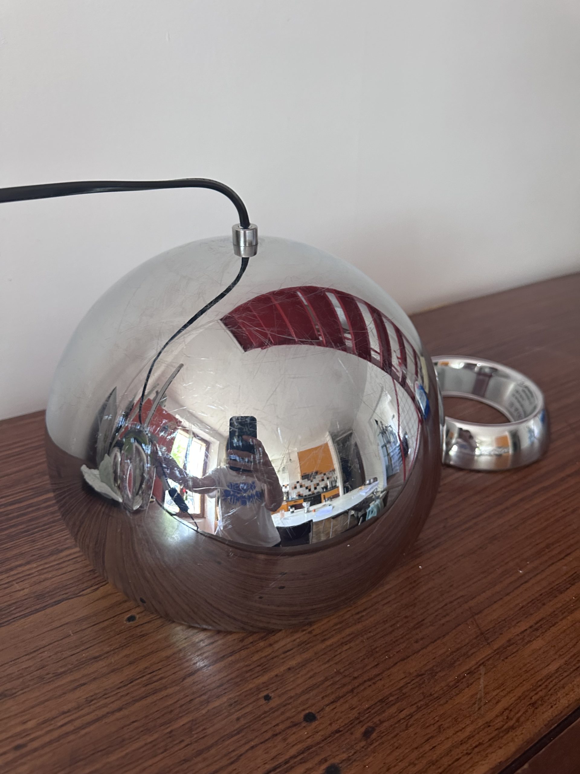 Lampe Bouboule de chez Aluminor vintage chrome – Bild 5