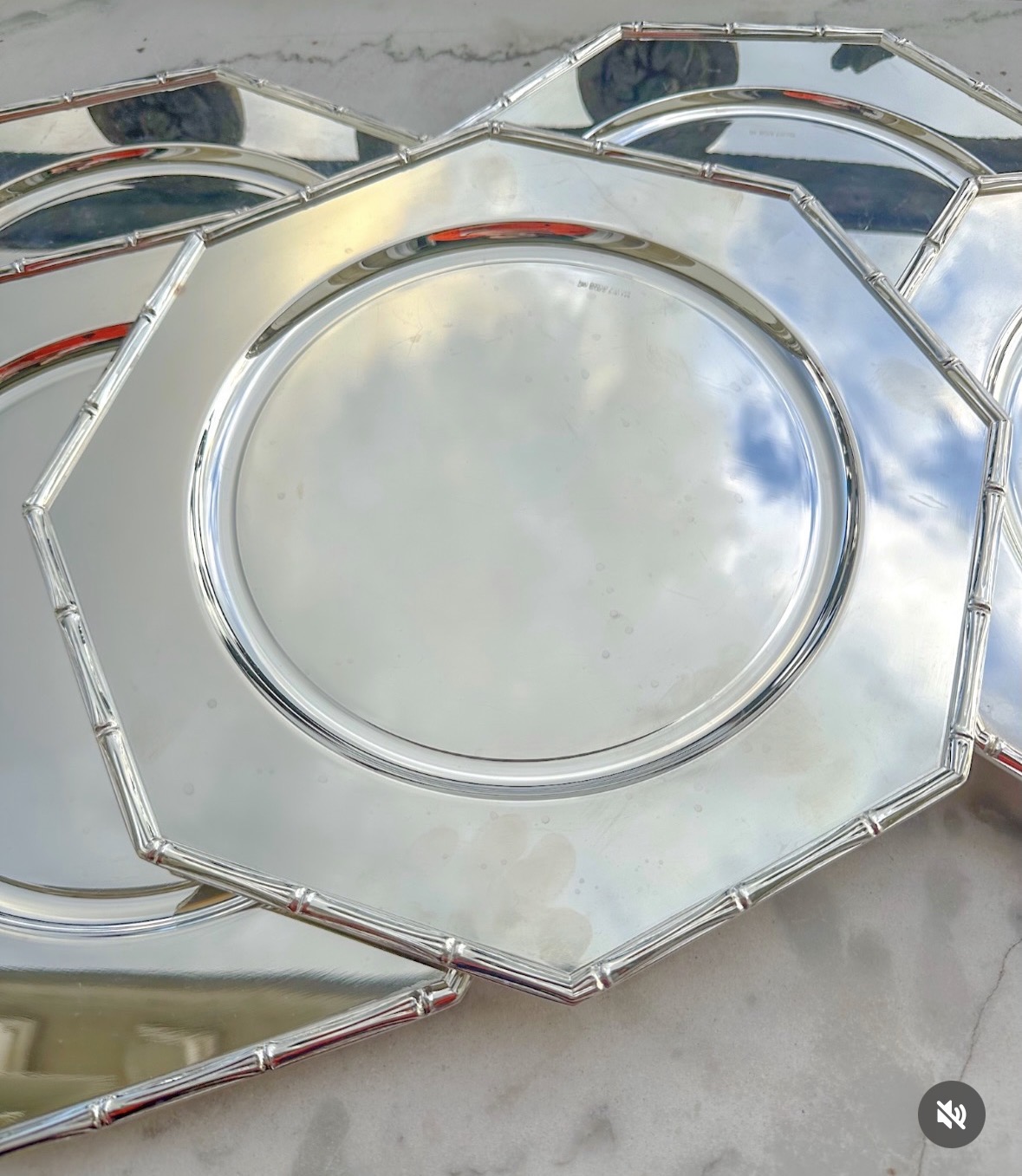Six sous-assiettes en métal argenté – Bild 4