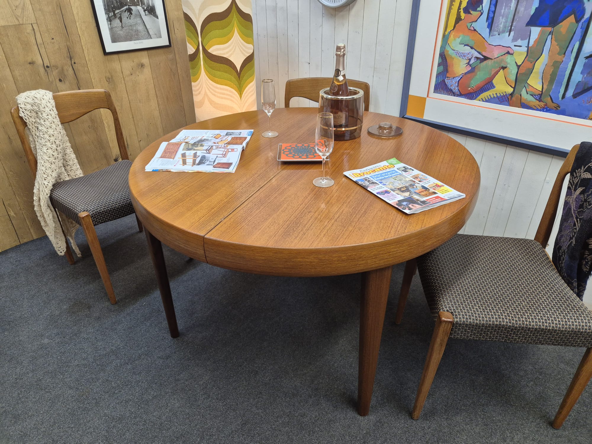 Table scandinave vintage double rallonge papillon – Bild 8
