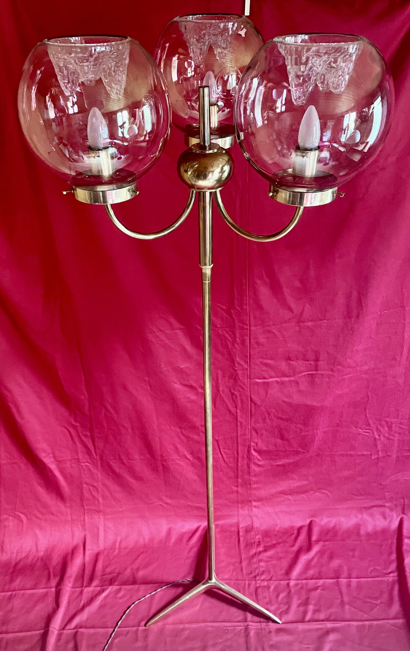Lampadaire italien laiton et verrerie Murano – Bild 2