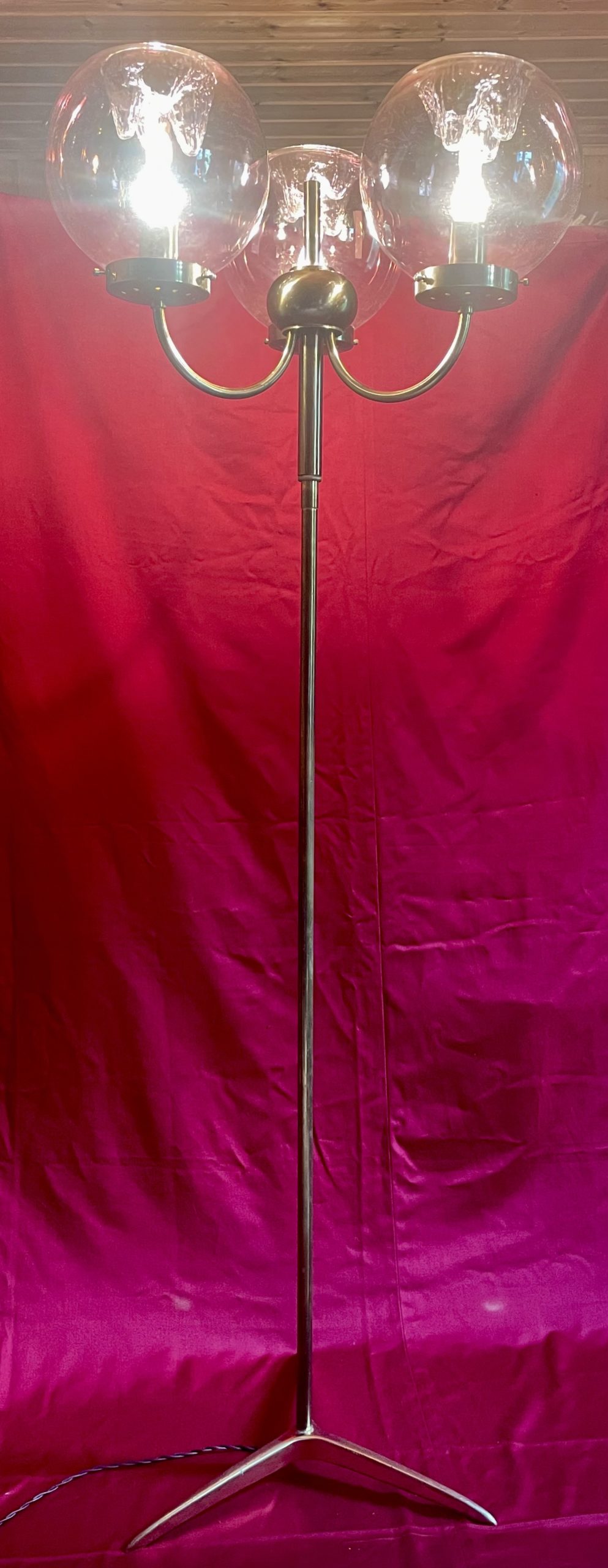 Lampadaire italien laiton et verrerie Murano – Bild 7