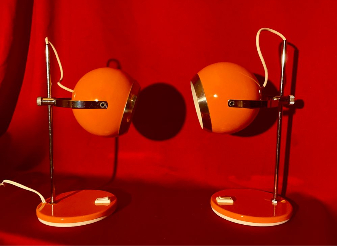 Paire de lampes Eye-Ball, "Aluminor", 1970 – Bild 2