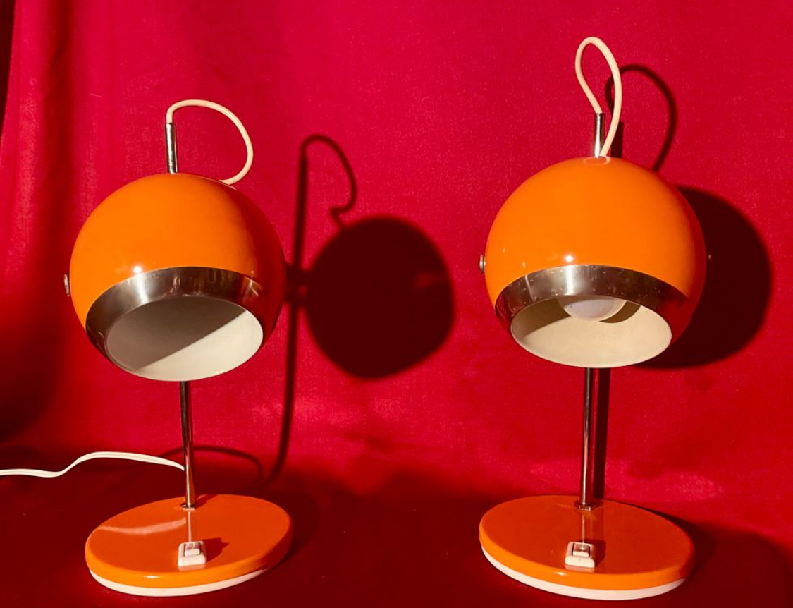 Paire de lampes Eye-Ball, "Aluminor", 1970 – Bild 3