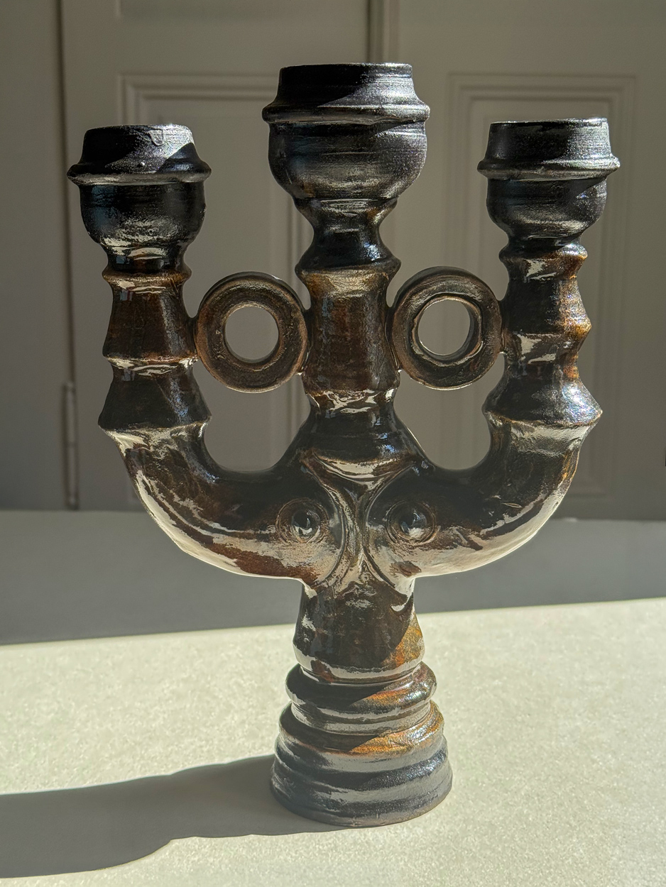 Chandelier années 70 en céramique émaillée – Image 2