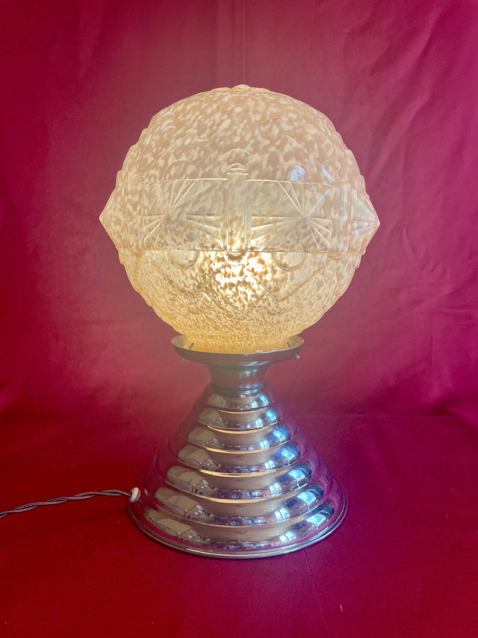 Lampe Art Déco, Verre Moulé de Vichy, 1930 – Bild 3
