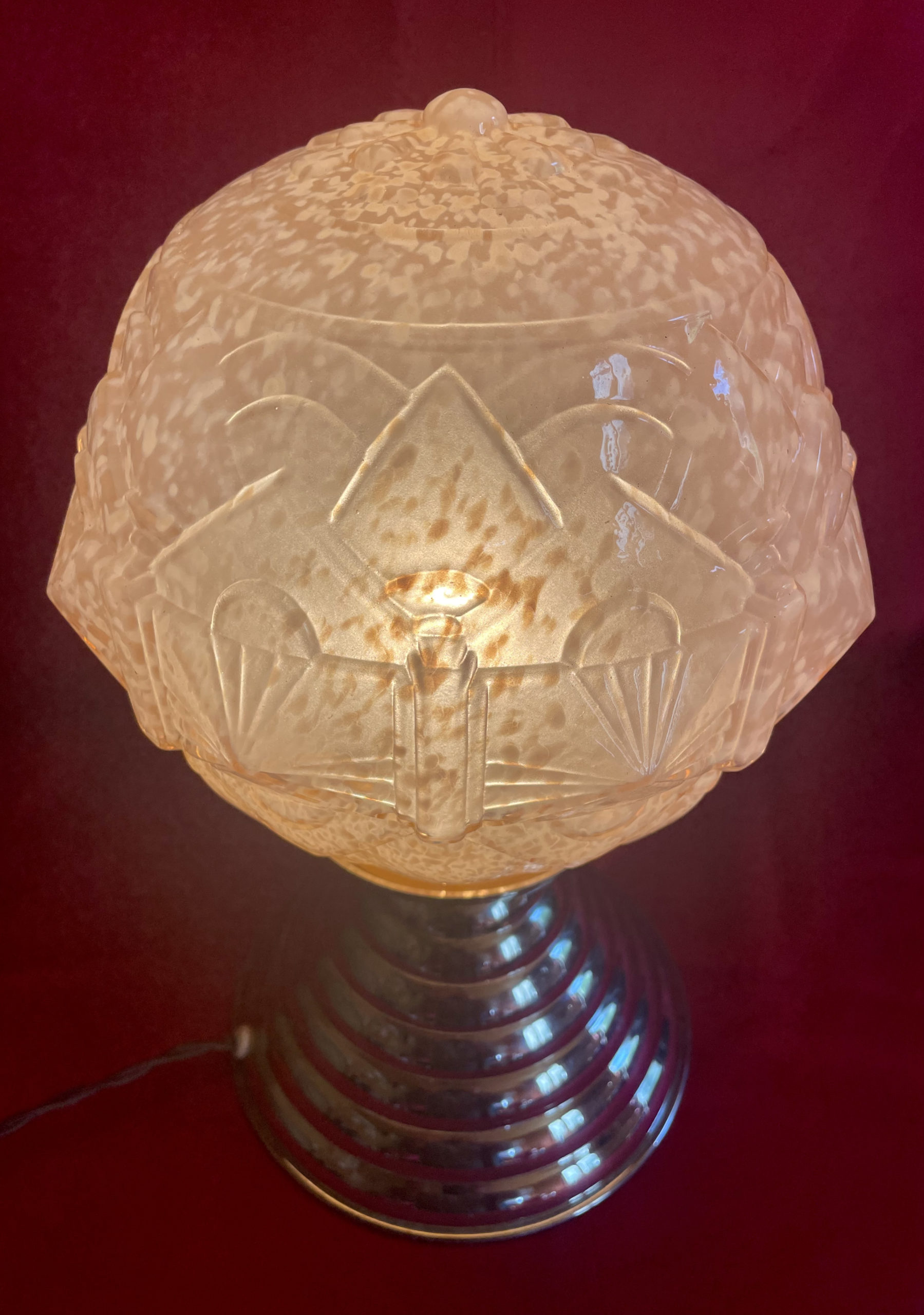Lampe Art Déco, Verre Moulé de Vichy, 1930 – Bild 6