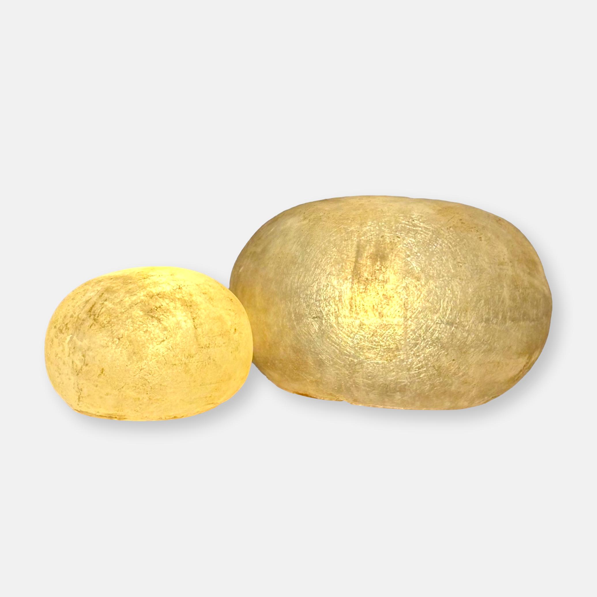 Duo de lampes galet vintage en fibre de verre