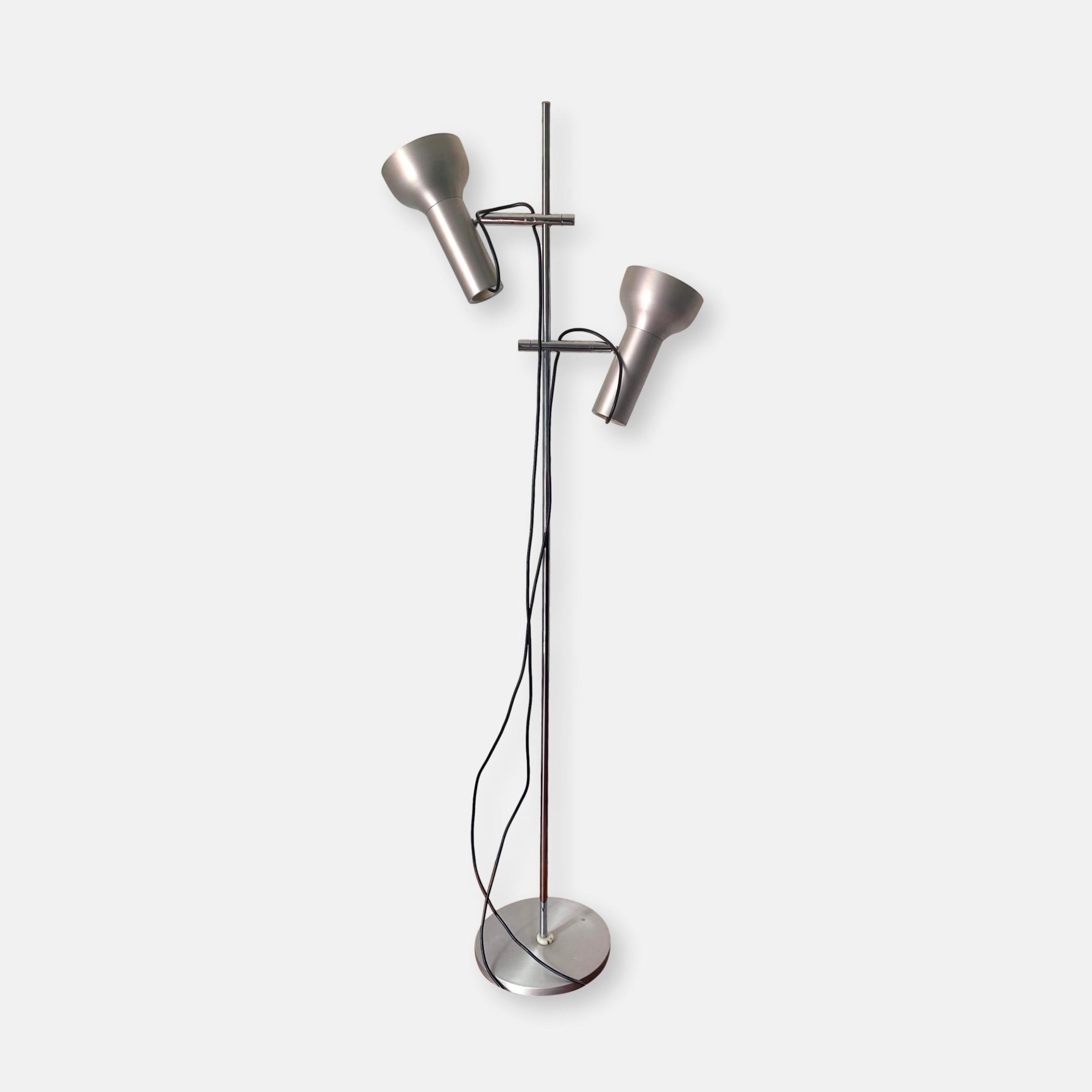 Lampadaire double spot aluminium brossé