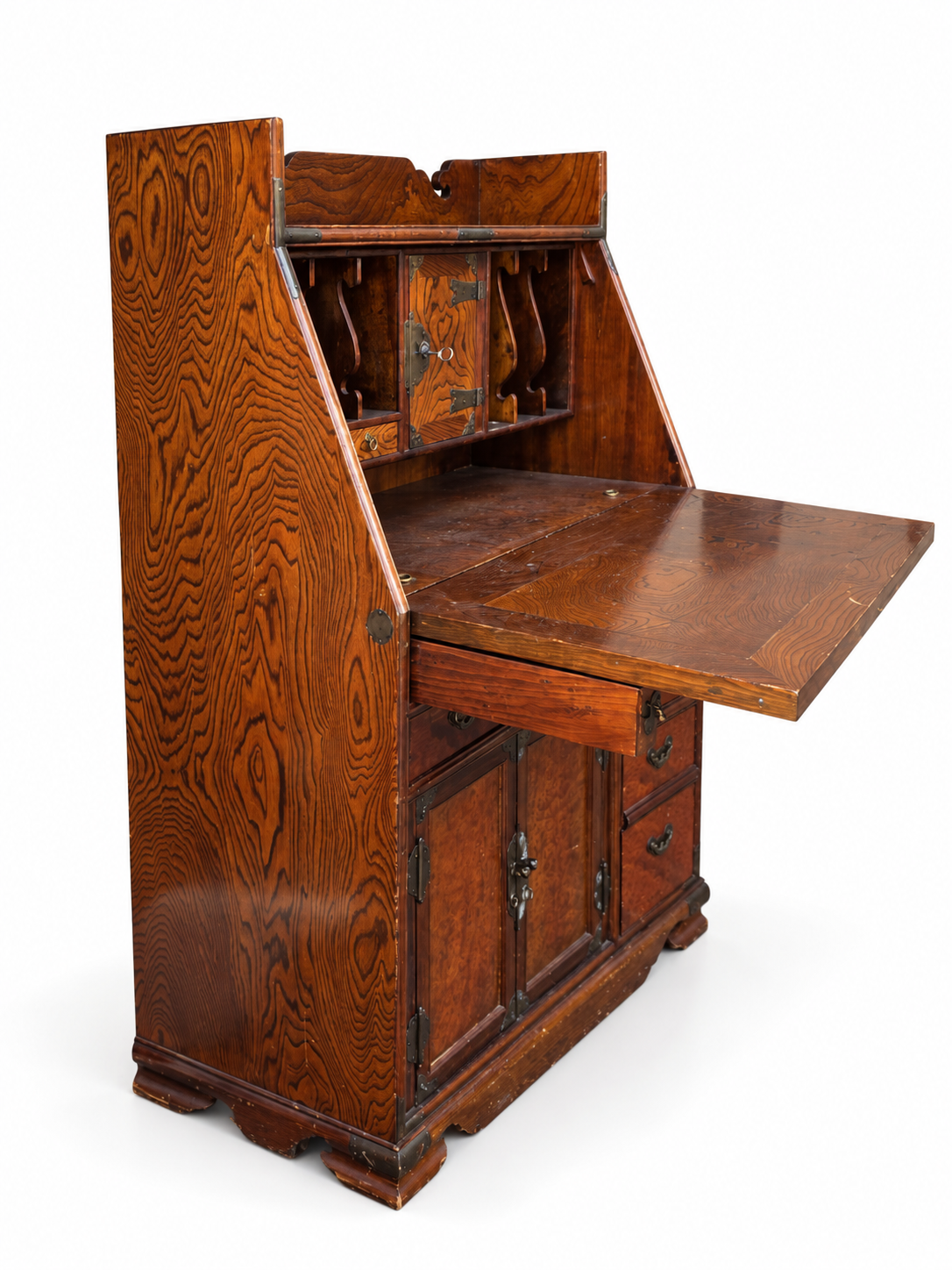 Secrétaire coréen traditionnel en bois et laiton – Image 6