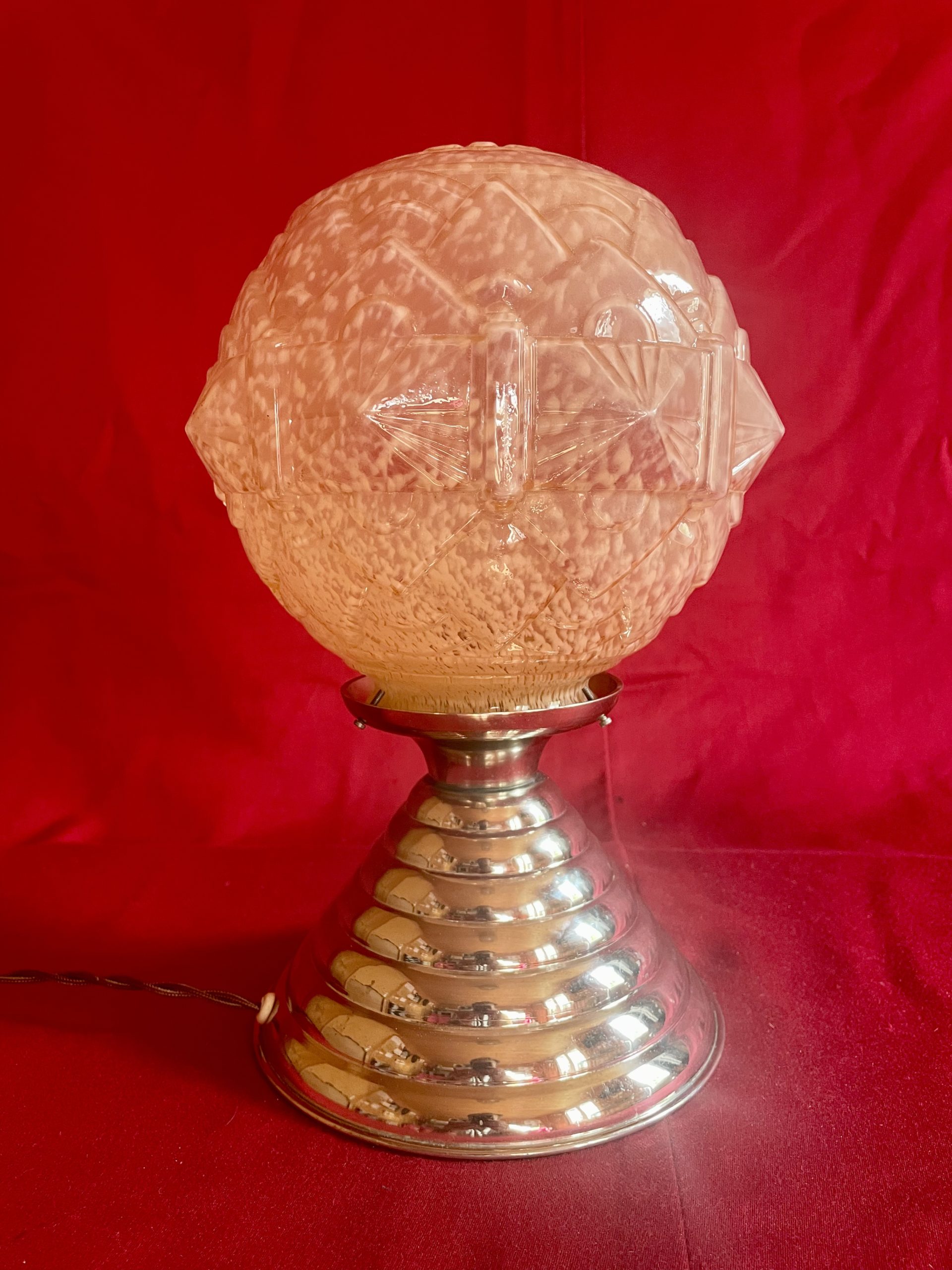 Lampe Art Déco, Verre Moulé de Vichy, 1930 – Bild 2