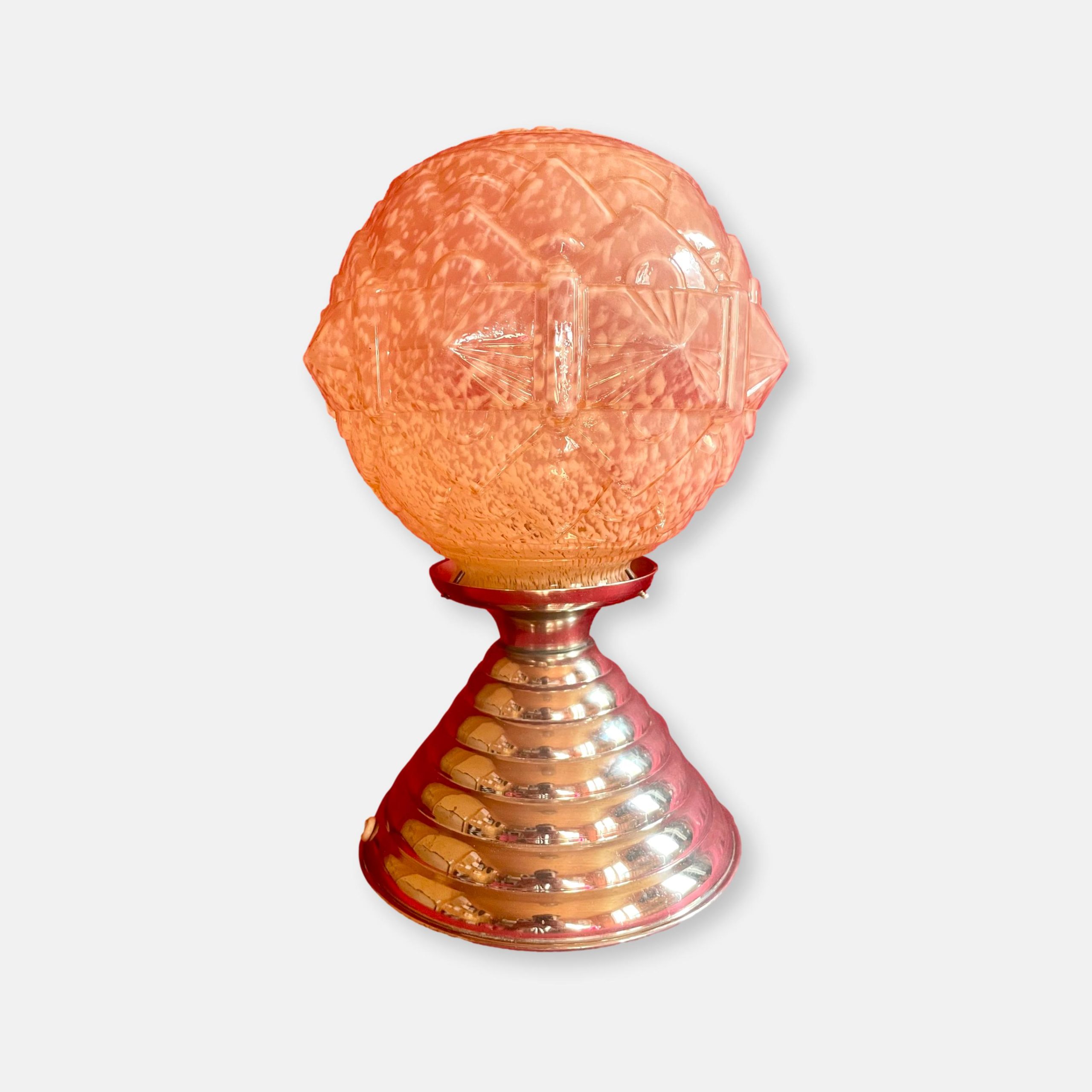 Lampe Art Déco, Verre Moulé de Vichy, 1930