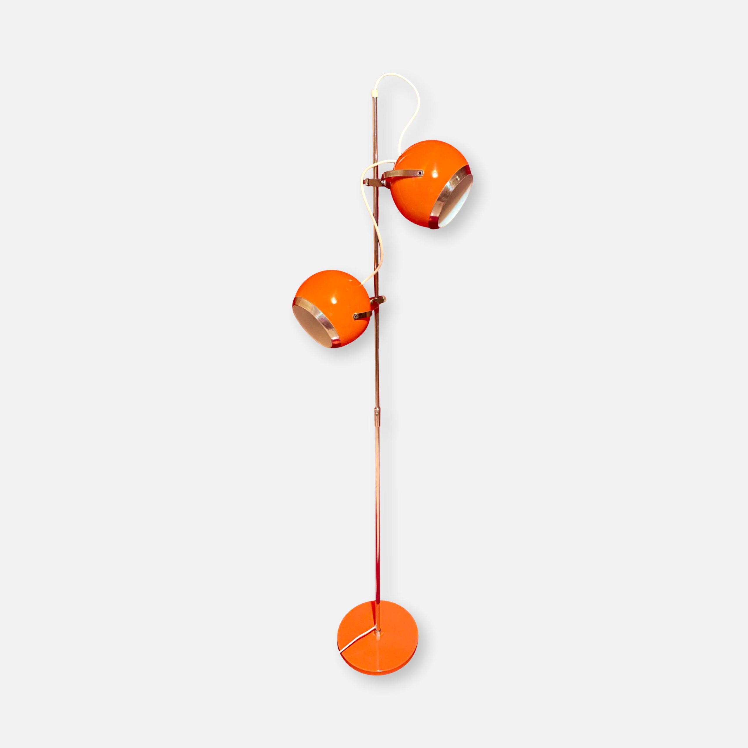 Lampadaire Eye-Ball orange années 70