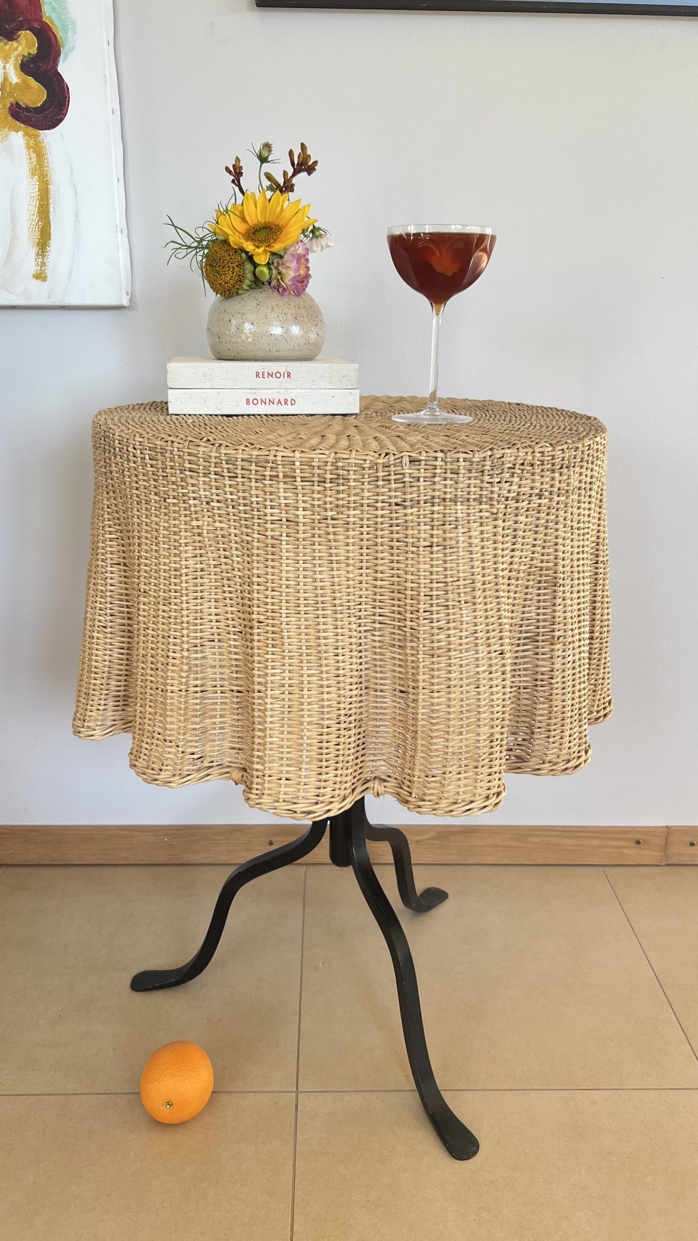 Table d’appoint « Ghost Table » en osier – France, années 70 – Image 11